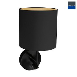 Wand-/Leseleuchte NOOR, E27 + LED Lese-Spot 2.5W 2700K 240lm, mit Schalter, Stoffschirm wei, schwarz