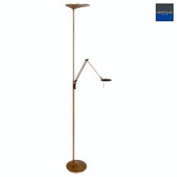 Steinhauer Floor lamp ZODIAC LED, 2 flames, with reading arm, bronze