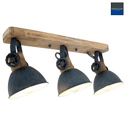 Plafoniera GEARWOOD 3-Lampadine, regolabile E27 IP20, Grigio, Opaco dimmerabile