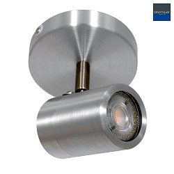 Aufbaustrahler UPROUND, IP44, 1-flammig, inkl. GU10 LED 4.6W 2200-2700K 480lm (D2W), dreh- und neigbar, stahl gebrstet