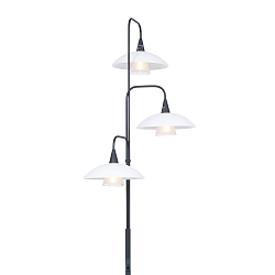 Lampadaire TALLERKEN 3 flammes, avec prise de courant, avec variateur tactile G9 IP20, noir mat gradable