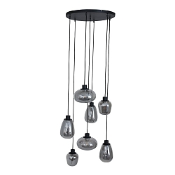 Luci a sospesione REFLEXION 7-Lampadine, rotondo E27 IP20, Nero opaco dimmerabile