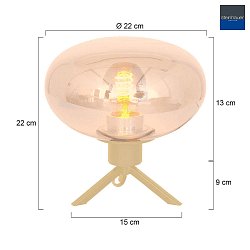 Lampada da tavolo REFLEXION 1-Lampadina E27 IP20, ottone dimmerabile