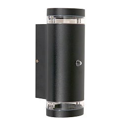 LED Auenwandleuchte PANAY, IP44, Up/Down, mit Dmmerungs-Sensor, inkl. 2x GU10 LED 4W 2700K 345lm, schwarz matt