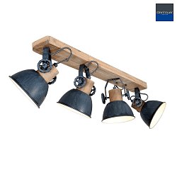 Luminaire de plafond GEARWOOD 4 flammes, rglable E27 IP20, gris, mat gradable