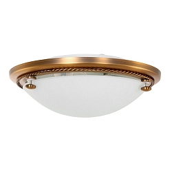 Deckenleuchte CEILING AND WALL 2785BR, IP20,  29cm, E27, mit Zierring in Flechtoptik, bronze / Glas wei matt