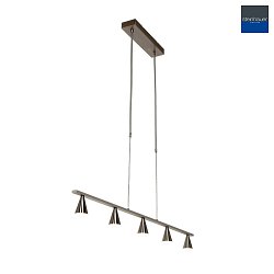 Luci a sospesione VORTEX 5-Lampadine, CCT Switch, regolabile, con dimmer a sfioramento IP20, acciaio spazzolato dimmerabile