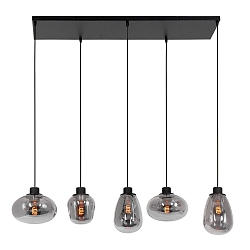 Luci a sospesione REFLEXION 5-Lampadine, angolare, lang, regolabile E27 IP20, Nero opaco dimmerabile