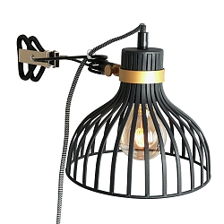 Klemmleuchte DUNBAR, E27, mit Halterung, + Schnurschalter, abnehmbar, schwarz matt / gold