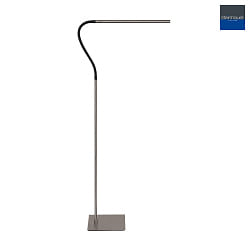 LED Stehleuchte / Leseleuchtee SERPENT, 6W 2700lm 600lm, mit gummiertem Flexarm + Push-Dimmer, stahl gebrstet / schwarz