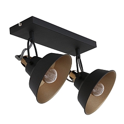 wall and ceiling luminaire NOV 2 flames, adjustable E27 IP20, black matt dimmable