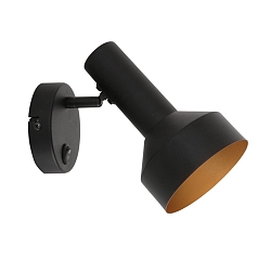 Wandeuchte BUNDLE, E27, mit Schalter, verstellbar, schwarz matt / innen gold