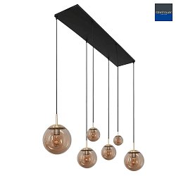 pendant luminaire BOLLIQUE 6 flames E27 IP20, amber, brass, black dimmable
