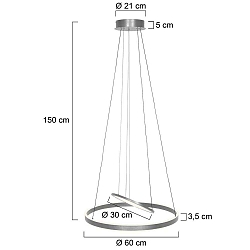 pendant luminaire RINGLUX IP20, silver dimmable