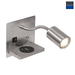 LED Wandleuchte UPROUND, 1-flammig, USB, GU10, 4,9W, 2700K, P20, stahl