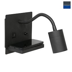 LED Wandleuchte UPROUND, 1-flammig, USB, GU10, 4,9W, 2700K, P20, schwarz