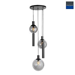 Luci a sospesione BOLLIQUE 5-Lampadine GU10 + E27 IP20, nero dimmerabile