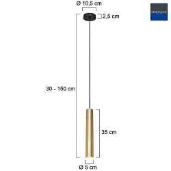 Pendelleuchte TUBEL inkl. 1 x GU10 , 4,9W, 2200-2700K, 480lm, IP20, CRI>80, dimmbar, messing