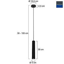 Pendelleuchte TUBEL inkl. 1 x GU10 , 4,9W, 2200-2700K, 480lm, IP20, CRI>80, dimmbar, schwarz