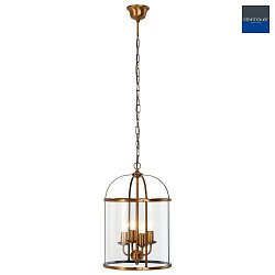 Pendelleuchte PIMPERNEL, 4-flammig, 4x E27, bronze gebürstet / Glas klar