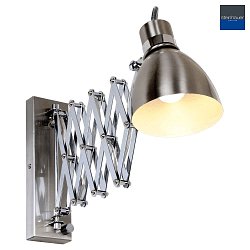 Luminaire mural SPRING langue, avec interrupteur, avec prise de courant, rglable E27 IP20, acier bross gradable