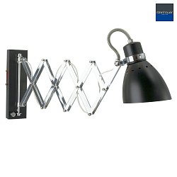 Lampada da parete SPRING lang, con interruttore, con spina, regolabile E27 IP20, Nero opaco dimmerabile