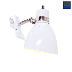 Lampe  pince SPRING avec interrupteur, avec prise de courant, rglable E27 IP20, blanc mat 