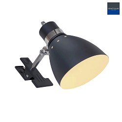 Morsetto luminoso SPRING con interruttore, con spina, regolabile E27 IP20, Nero opaco 