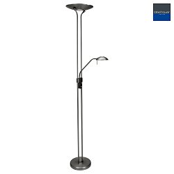 Lampada da terra BIRON con interruttore, con braccio flessibile, con spot LED IP20, Acciaio spazzolato dimmerabile