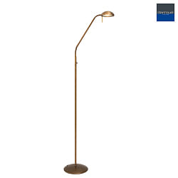 LED Stehleuchte BIRON, mit Flex-Arm, 8W 27000K 650lm, mit Push-Dimmer, bronze / Abdeckung matt