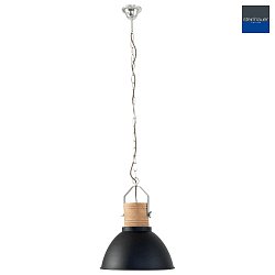 Pendelleuchte EMILE,  38cm, E27,  Metall / Buchenholz / Textilkabel, schwarz matt