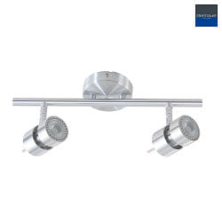 spotlight bar NATASJA 2 flames, Dim-To-Warm, adjustable GU10 IP20, steel brushed dimmable