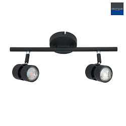 spotlight bar NATASJA 2 flames, Dim-To-Warm, adjustable GU10 IP20, black matt dimmable