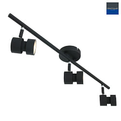 spotlight bar NATASJA 3 flames, long, Dim-To-Warm, adjustable GU10 IP20, black matt dimmable