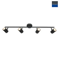 spotlight bar NATASJA 4 flames, long, Dim-To-Warm, adjustable GU10 IP20, black matt dimmable
