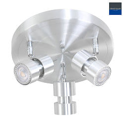 Rampe de projecteurs NATASJA 3 flammes, rond, Dim-To-Warm, rglable GU10 IP20, acier bross gradable