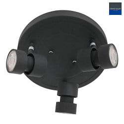 Rampe de projecteurs NATASJA 3 flammes, rond, Dim-To-Warm, rglable GU10 IP20, noir mat gradable