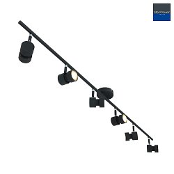 Rampe de projecteurs NATASJA 6 flammes, langue, Dim-To-Warm, rglable GU10 IP20, noir mat gradable