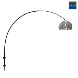 Wandleuchte / Bogenleuchte SPARKLED LIGHT,  E27, mit Schnurschalter + halbrundem Schirm, schwarz matt / Rauchglas