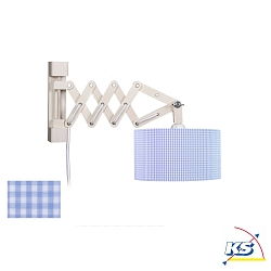 Wall luminaire Vichy, light blue, with switch and scissor armature