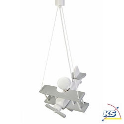 pendant luminaire FLUGZEUG   1 flame E27, grey, white dimmable