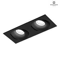 recessed spotlight RON 2.0 - LED 2 flames, square, multipower, cardanic swivelling IP20, mat, deep black dimmable