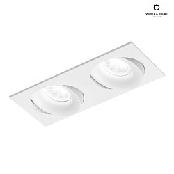 recessed spotlight RON 2.0 - LED 2 flames, square, multipower, cardanic swivelling IP20, mat, traffic white dimmable