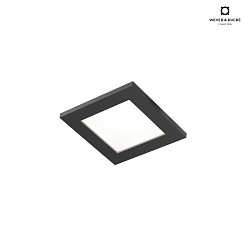 ceiling recessed luminaire LUNA IP44 1.0 SQUARE square, with leaf springs, with diffuser IP44 / IP20, mat, deep black dimmable