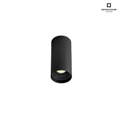 Downlight SOLID BIJOU 1.0 cilindrico, versione a montaggio superficiale IP20, opaco, nero jet dimmerabile