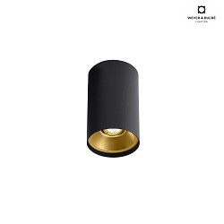 ceiling luminaire SOLID PETIT 2.0 cylindrical, cardanic swivelling IP20, mat, deep black dimmable
