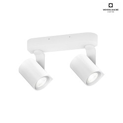 Lampada da parete e soffitto SQUBE ON BASE 2-Lampadine, girevole, ruotabile GU10 IP20, Bianco dimmerabile