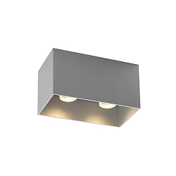 Plafoniera BOX 2.0 2-Lampadine, angolare, indietro GU10 IP20, Alluminio spazzolato dimmerabile