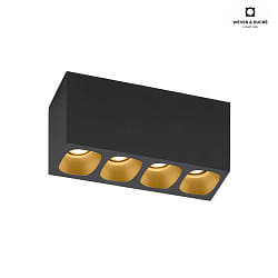 Downlight PIRRO 4.0 4-Lampadine IP20, oro, nero dimmerabile