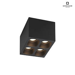 Downlight PIRRO 4.1 4-Lampadine, piazza IP20, nero dimmerabile